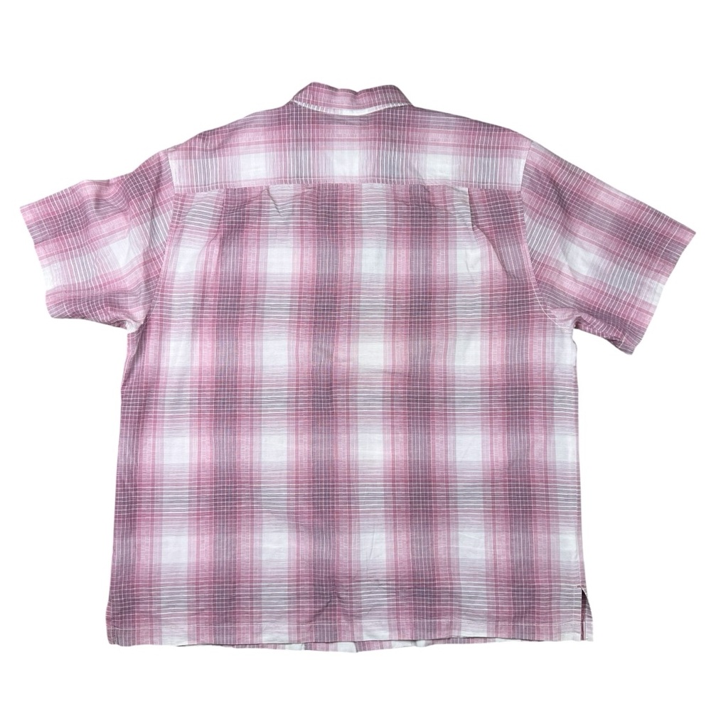 Tommy Bahama Button Up Camp Shirt XL Pink Plaid Tencel Cotton Short Sleeve - Picture 4 of 12